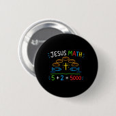Jesus Mathe 2 Fische 5 Brote speist die 5000 Bibel Button (Vorne & Hinten)