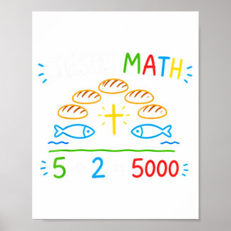 Jesus Mathe 2 Fische 5 Brote speist die 5000 Bibel Poster