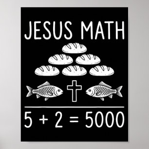 Jesus Mathe 2 Fische 5 Brote speist die 5000 Bibel Poster