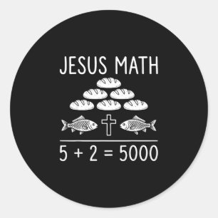 Jesus Mathe 2 Fische 5 Brote speist die 5000 Bibel Runder Aufkleber