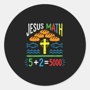 Jesus Mathe 2 Fische 5 Brote speist die 5000 Bibel Runder Aufkleber