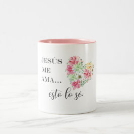 Jesus me ama esto lo se Blumen herz Zweifarbige Tasse