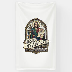 Jesus mein Fürsprecher Jesus Gerichtssaal Anwalt C Banner