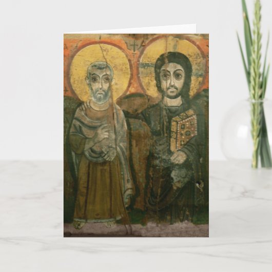 Jesus mit Abt Coptic Icon Karte (Vorderseite)