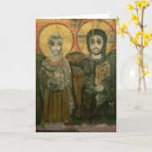 Jesus mit Abt Coptic Icon Karte (Gelbe Blume)