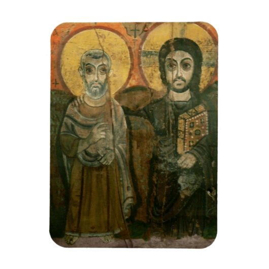 Jesus mit Abt Coptic Icon Magnet (Vertikal)