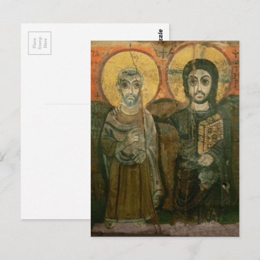 Jesus mit Abt Coptic Icon Postkarte (Vorne/Hinten)