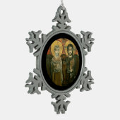 Jesus mit Abt Coptic Icon Schneeflocken Zinn-Ornament (Links)