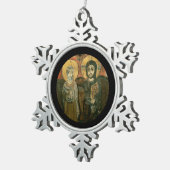 Jesus mit Abt Coptic Icon Schneeflocken Zinn-Ornament (Rechts)