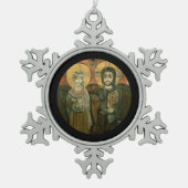 Jesus mit Abt Coptic Icon Schneeflocken Zinn-Ornament (Vorderseite)