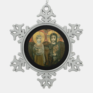 Jesus mit Abt Coptic Icon Schneeflocken Zinn-Ornament