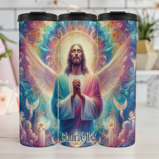 Jesus mit Angel Wings Gebet Thermosbecher