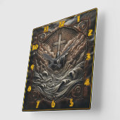 Jesus mit ausgestreckten Waffen inmitten von Sturm Quadratische Wanduhr (Winkel)