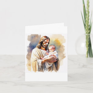 Jesus mit Baby-Taufkarte Karte