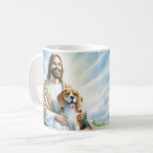 Jesus mit Beagle Kaffeetasse (Vorderseite Links)