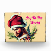Jesus mit bestickter Weihnachtsmannmütze Fotoblock (Vorderseite)