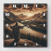 Jesus mit Blick auf das Serene-Flusstal bei der Ab Quadratische Wanduhr (Vorderseite)