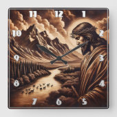 Jesus mit Blick auf die Friedliche Flusslandschaft Quadratische Wanduhr (Vorderseite)