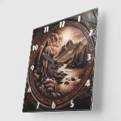 Jesus mit Blick auf einen Serengebirgsbach Quadratische Wanduhr (Winkel)