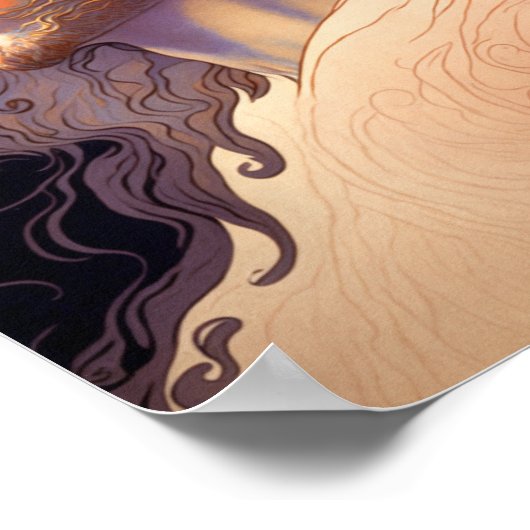 Jesus mit Blume im Haar von Mucha AI Generiert Poster (Ecke)