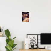 Jesus mit Blume im Haar von Mucha AI Generiert Poster (Heimbüro)