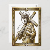 Jesus mit dem Gold Cross der Erlösung Postkarte (Vorne/Hinten)