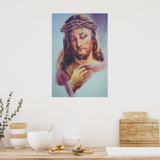 Jesus mit den Armen auf seinem Brustposter Poster (Küche)