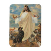 Jesus mit den Tieren Magnet (Vertikal)