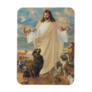 Jesus mit den Tieren Magnet
