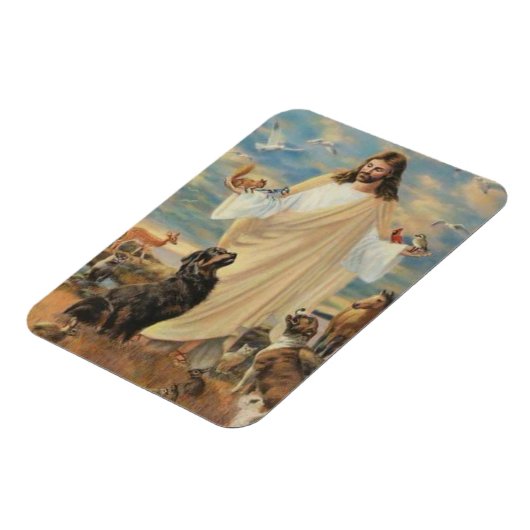 Jesus mit den Tieren Magnet (Linke Seite)