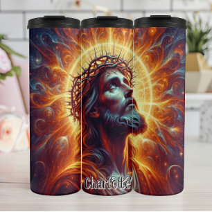 Jesus mit der Krone von Thorns Thermosbecher