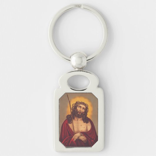 Jesus mit Dornen gekrönt Traurige Kunst Schlüsselanhänger (Vorderseite)