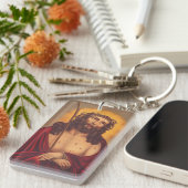 Jesus mit Dornen gekrönt Traurige Kunst Schlüsselanhänger (Vorderseite rechts)