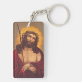 Jesus mit Dornen gekrönt Traurige Kunst Schlüsselanhänger (Rückseite)