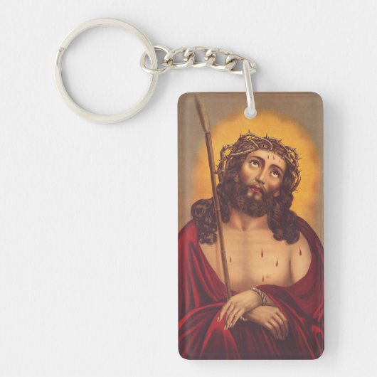 Jesus mit Dornen gekrönt Traurige Kunst Schlüsselanhänger (Vorderseite)