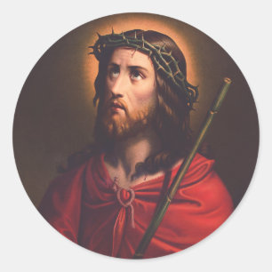 Jesus mit Dornenkrone Runder Aufkleber