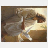 JESUS mit DOVES Fleecedecke (Vorderseite (Horizontal))