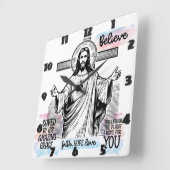 Jesus mit einem Serenlook Quadratische Wanduhr (Winkel)