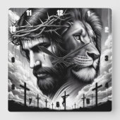 Jesus mit einer Dornenkrone Quadratische Wanduhr (Vorderseite)