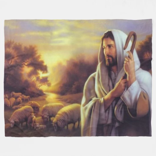 JESUS mit FLOCK Fleecedecke (Vorderseite (Horizontal))