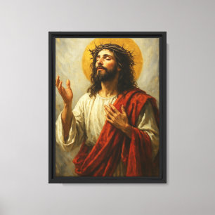 Jesus mit Heiligenschein und Dornenkrone Kunst Leinwanddruck