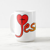Jesus mit Herz Kaffeetasse (Vorderseite Links)