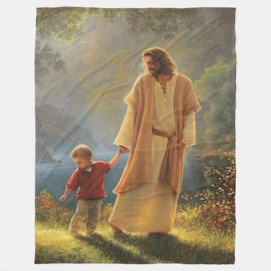 JESUS mit KIND Fleecedecke (Vorderseite)