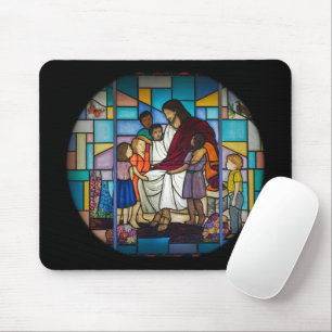 Jesus mit kindergesichertem Glas Mousepad