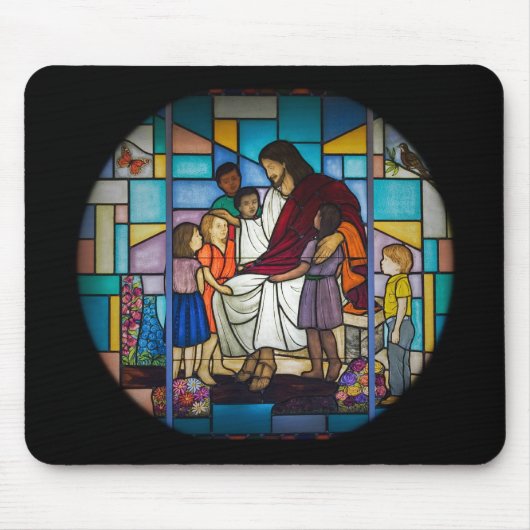 Jesus mit kindergesichertem Glas Mousepad (Vorne)