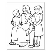 Jesus mit Kindern Illustrationsmuster Kunststadium Gummistempel (Prägung)