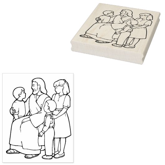 Jesus mit Kindern Illustrationsmuster Kunststadium Gummistempel (Stempel)