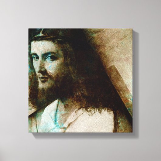 Jesus mit Kreuz Leinwanddruck (Vorderseite)