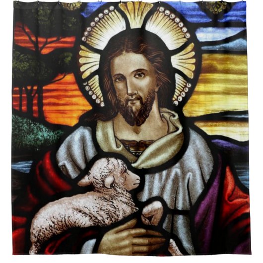JESUS MIT LAMB DUSCHVORHANG (Vorderseite)
