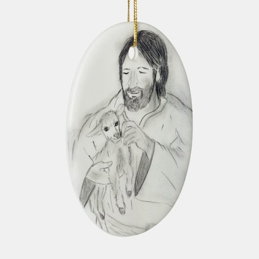 Jesus mit Lamm Keramik Ornament (Rechts)